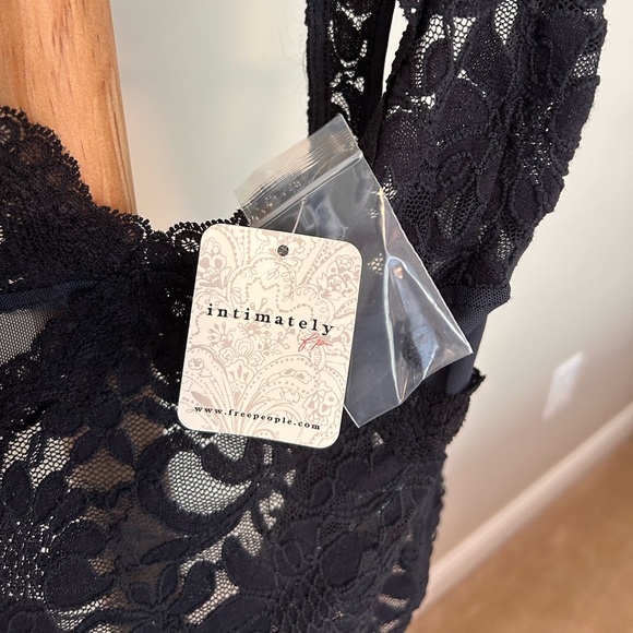 Free People Black Lace Bodysuit Womens Small Speed Date Strappy Lingerie NWT - Picture 3 of 9